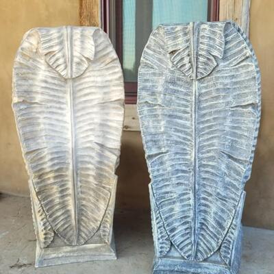 Lot 154: (2) Outdoor Highback Composite Leaf Deco Chairs 