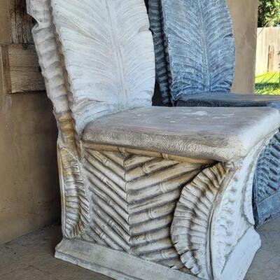 Lot 154: (2) Outdoor Highback Composite Leaf Deco Chairs 