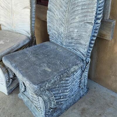 Lot 154: (2) Outdoor Highback Composite Leaf Deco Chairs 