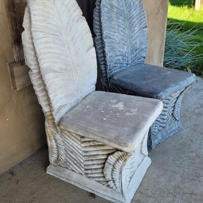 Lot 154: (2) Outdoor Highback Composite Leaf Deco Chairs 