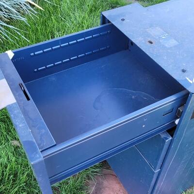 Lot 156: Vintage Blue Metal File Cabinet #2
