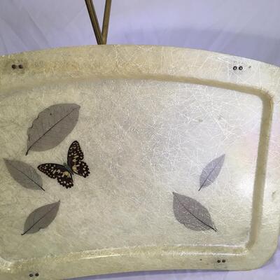 Vtg Quaker Industries Fiberglass TV Tray Butterflies & Leaves set of 2