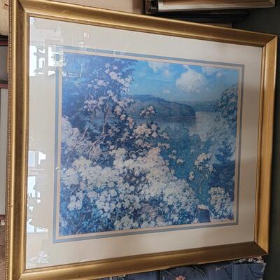 Blue Themed Floral Seascape Painting