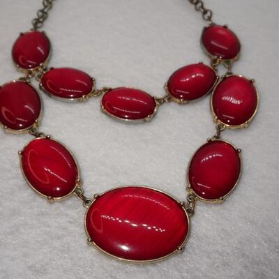 Chunky Red Medallion Necklace 