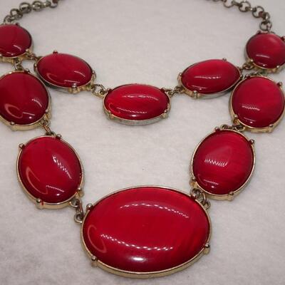 Chunky Red Medallion Necklace 