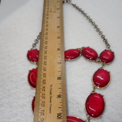 Chunky Red Medallion Necklace 