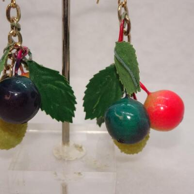 Vintage Cherry Fruit Dangle Earrings 