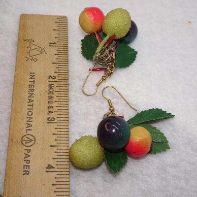 Vintage Cherry Fruit Dangle Earrings 
