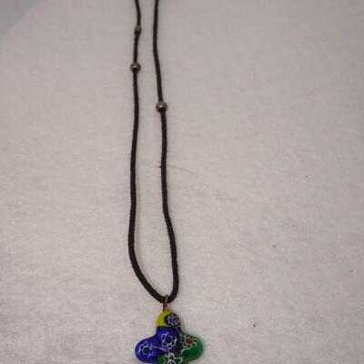 Murano Glass Cross Pendant Necklace 