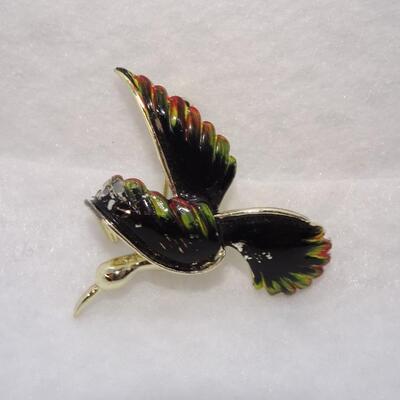 Vintage Black Bird Brooch Pin 