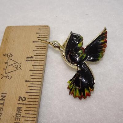 Vintage Black Bird Brooch Pin 