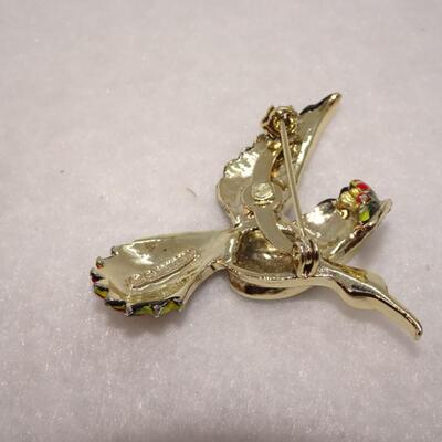 Vintage Black Bird Brooch Pin 