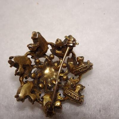 1952 Holly Craft Rhinestone Floral Brooch 