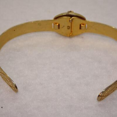 Religious Gold Tone Cuff Bracelet, Gold Cross