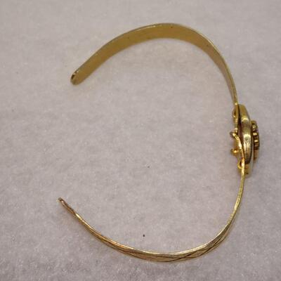 Religious Gold Tone Cuff Bracelet, Gold Cross
