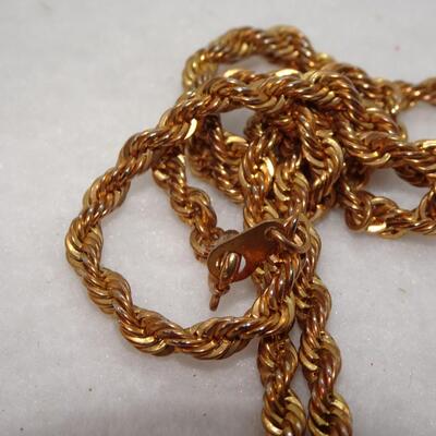 Gold Tone Rope Necklace with Black Bead 