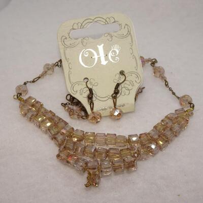 Glass Beaded Necklace & Earring Set 