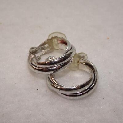 Silver Tone Clip Earrings 