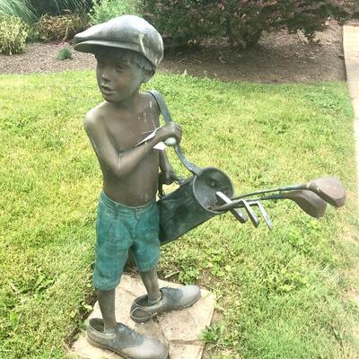 Raymond Paramentor Bronze Lifesize Child Golf Caddy “Daddy’s Caddy”  44