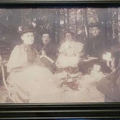 Lot 157: Antique Picnic Lunch Black & White Photograph 