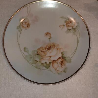 Lot 159: Hand Painted Rose Dishes marked pieces Prussia, Germany, Nippon and Everett