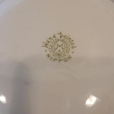Lot 159: Hand Painted Rose Dishes marked pieces Prussia, Germany, Nippon and Everett