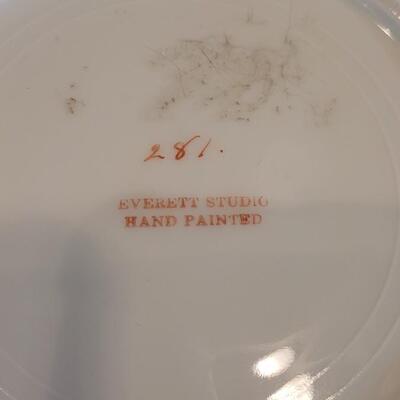 Lot 159: Hand Painted Rose Dishes marked pieces Prussia, Germany, Nippon and Everett