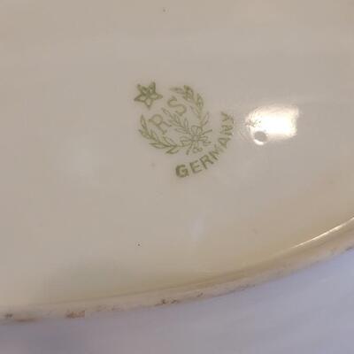 Lot 159: Hand Painted Rose Dishes marked pieces Prussia, Germany, Nippon and Everett