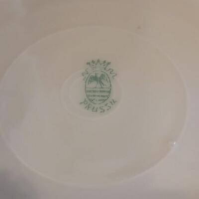 Lot 159: Hand Painted Rose Dishes marked pieces Prussia, Germany, Nippon and Everett