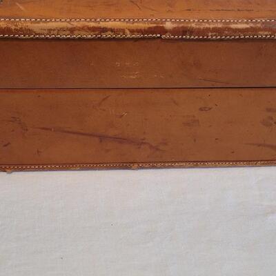 Lot 160: Vintage Brown Leather Suitcase Monogrammed E.S.