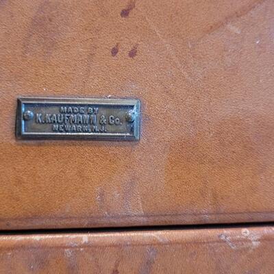 Lot 160: Vintage Brown Leather Suitcase Monogrammed E.S.