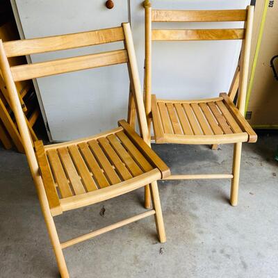 LOT 162  PAIR OF WOOD SLAT FOLDING CHAIRS 