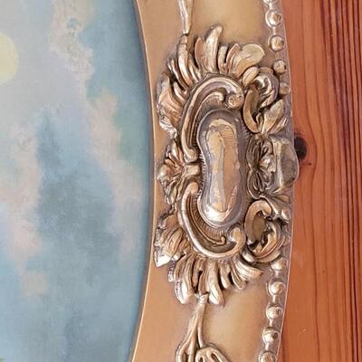 Lot 161: Antique Gold Gilt Wood Frame with Antique Cabin in the Mountains Print