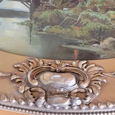 Lot 161: Antique Gold Gilt Wood Frame with Antique Cabin in the Mountains Print