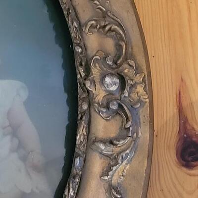 Lot 175: Antique Gold Gilt Wood Bubble Frame with Mother and Child Portrait 