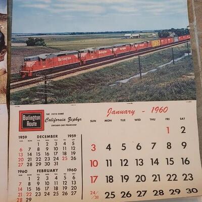 Lot 183: 1958 & 1960 Burlington Railroad Calendars 26" Ã— 18" 