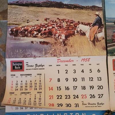 Lot 183: 1958 & 1960 Burlington Railroad Calendars 26" Ã— 18" 