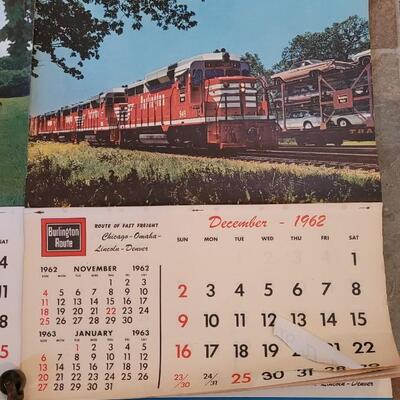 Lot 184: 1962 & 1965 Burlington Railroad Calenders 26" Ã— 18"