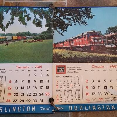 Lot 184: 1962 & 1965 Burlington Railroad Calenders 26" Ã— 18"