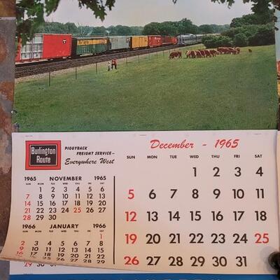 Lot 184: 1962 & 1965 Burlington Railroad Calenders 26" Ã— 18"