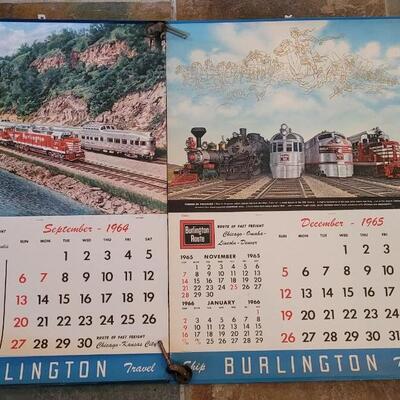 Lot 185: 1964 & 1965 Burlington Railroad Calendars 26" Ã— 18" 