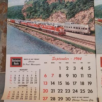 Lot 186: 1964 & 1965 Burlington Railroad Calendars  26" Ã— 18"