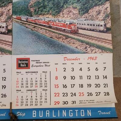 Lot 186: 1964 & 1965 Burlington Railroad Calendars  26" Ã— 18"