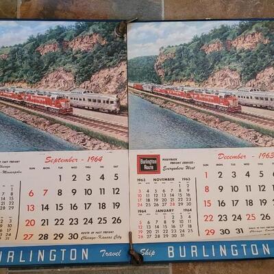 Lot 186: 1964 & 1965 Burlington Railroad Calendars  26" Ã— 18"