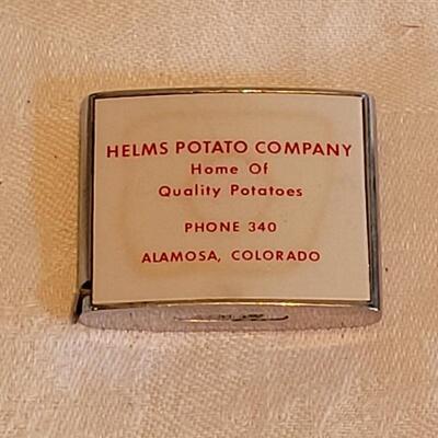 Lot 188: Vintage COLORADO Advertising - Barlow 'Helms Potato Company'  Alamosa Tape Measure, Parr Auto Parts Greeley Wings Pen...