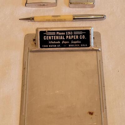 Lot 188: Vintage COLORADO Advertising - Barlow 'Helms Potato Company'  Alamosa Tape Measure, Parr Auto Parts Greeley Wings Pen...