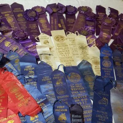 Lot 197:  Vintage 1930's Horse Competition - Show Ribbons & 1 Cow 