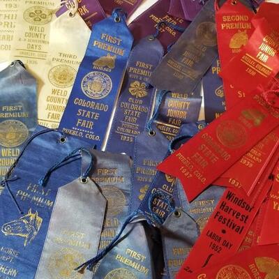 Lot 197:  Vintage 1930's Horse Competition - Show Ribbons & 1 Cow 