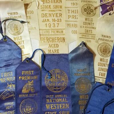 Lot 197:  Vintage 1930's Horse Competition - Show Ribbons & 1 Cow 