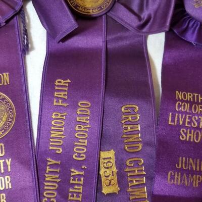 Lot 197:  Vintage 1930's Horse Competition - Show Ribbons & 1 Cow 